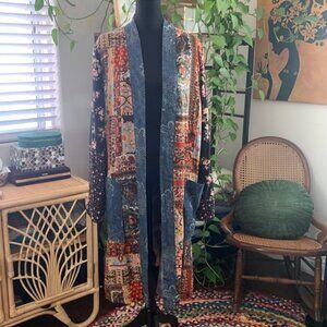 Free People Open Front Songbird Patched Duster Coat - L